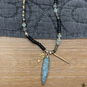 Stella & Dot turquoise druzy pendant necklace